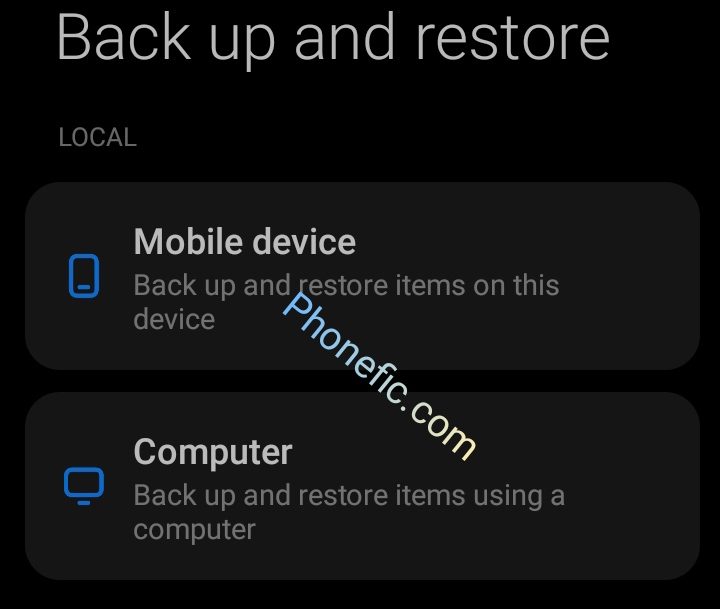 Backup to a computer